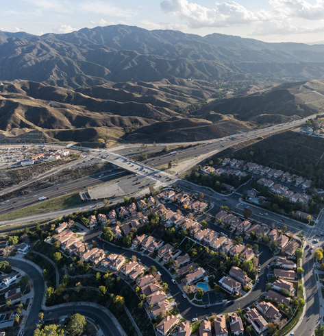 view of santa clarita and nearby foothill ridgelines