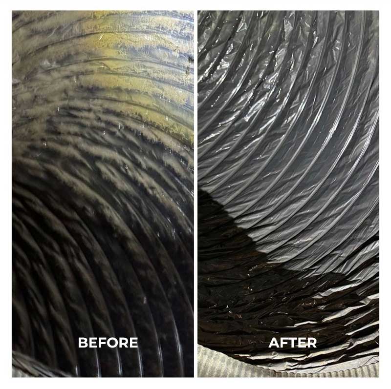 before and after professional air duct cleaning